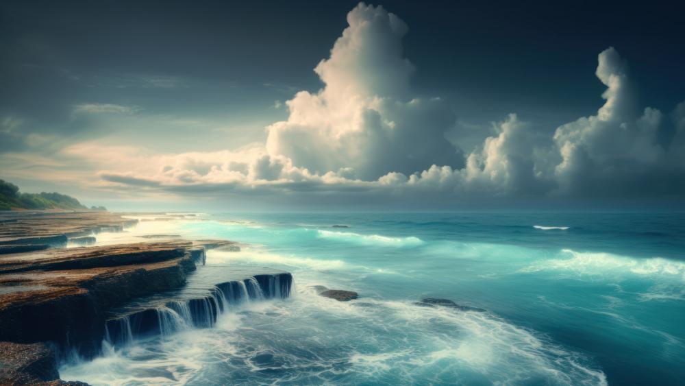 Serene Oceanic Horizon - AI Seascape wallpaper