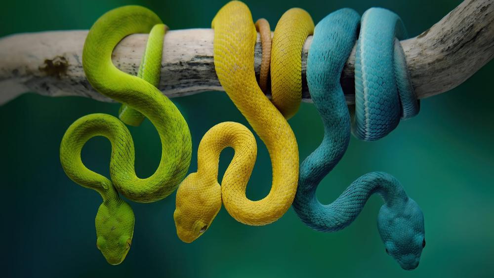 Serpent Elegance in Vivid Colors wallpaper