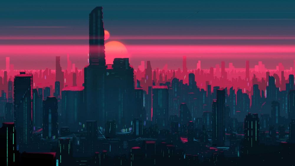 Futuristic Cityscape at Twilight wallpaper
