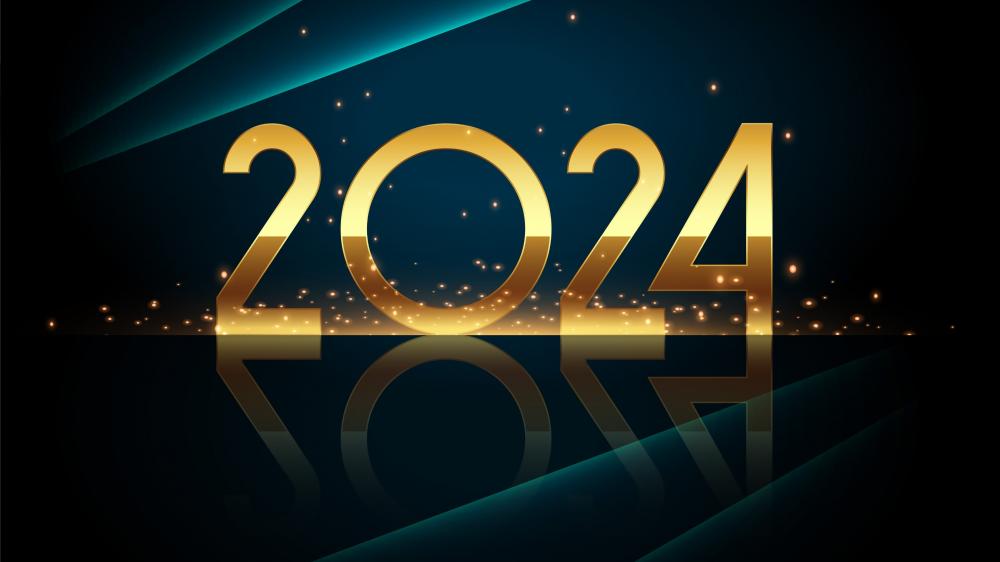 Futuristic Golden Glow of the Year 2024 wallpaper