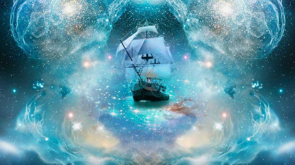 Sailing Through Cosmic Seas wallpaper
