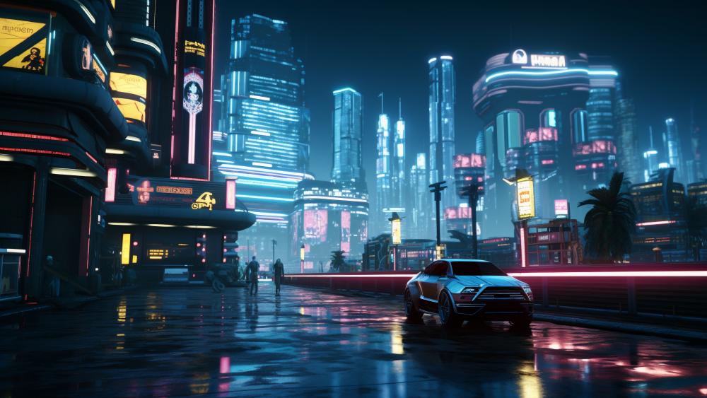 Futuristic City Nightscape wallpaper