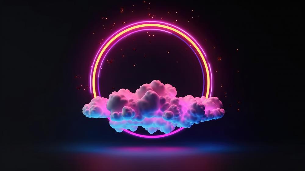 Neon Dreams Amidst Cosmic Clouds wallpaper