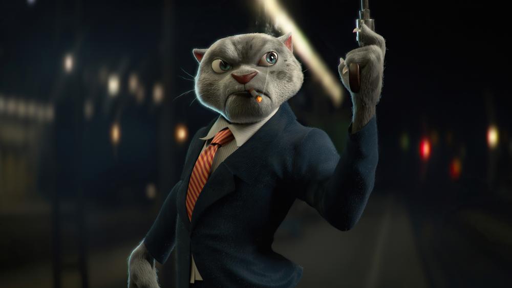 Dapper Cat Agent on a Secret Mission wallpaper