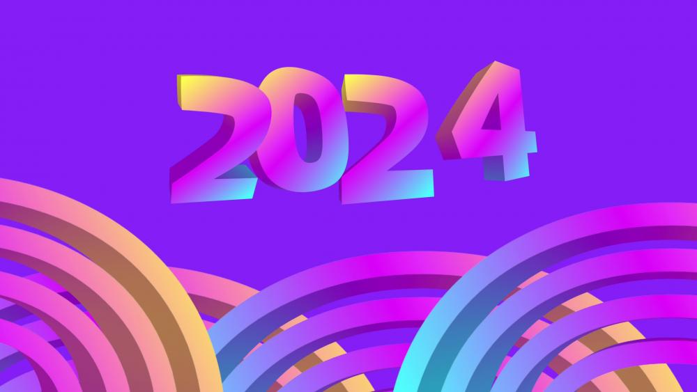 2024 Neon New Year wallpaper