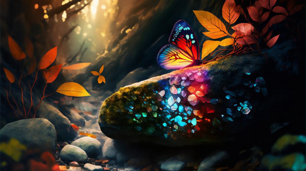 Enchanted Forest Butterfly Glow wallpaper