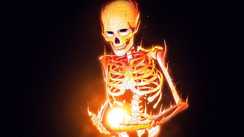Fiery Skeleton Mystique wallpaper
