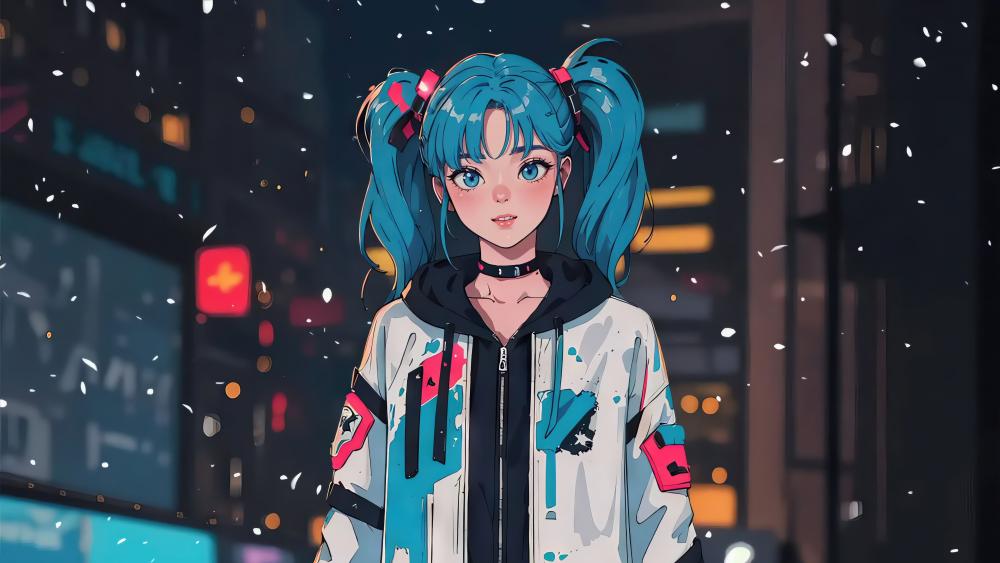 Vibrant Anime City Life wallpaper