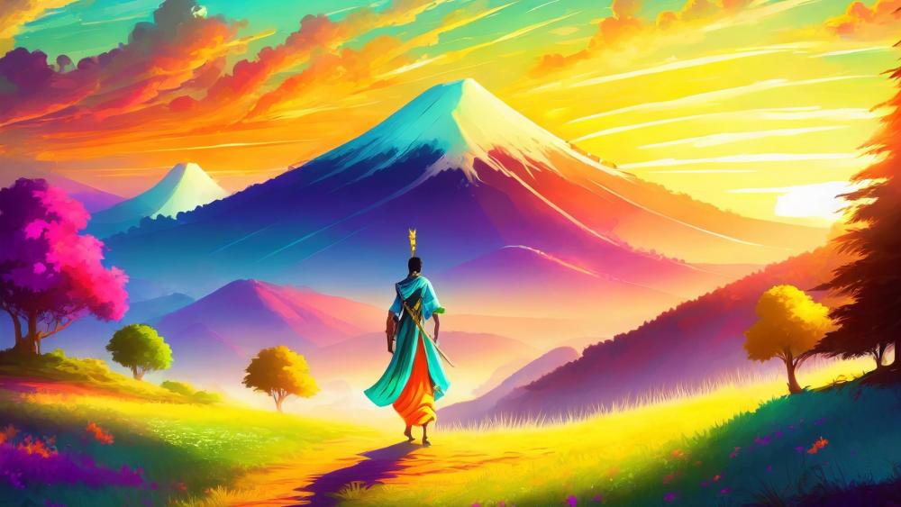 Vibrant Fantasy Sunrise Adventure wallpaper