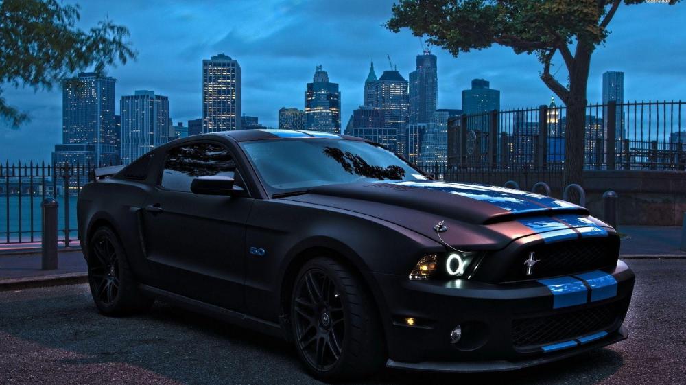 Midnight Mustang Power in the City wallpaper