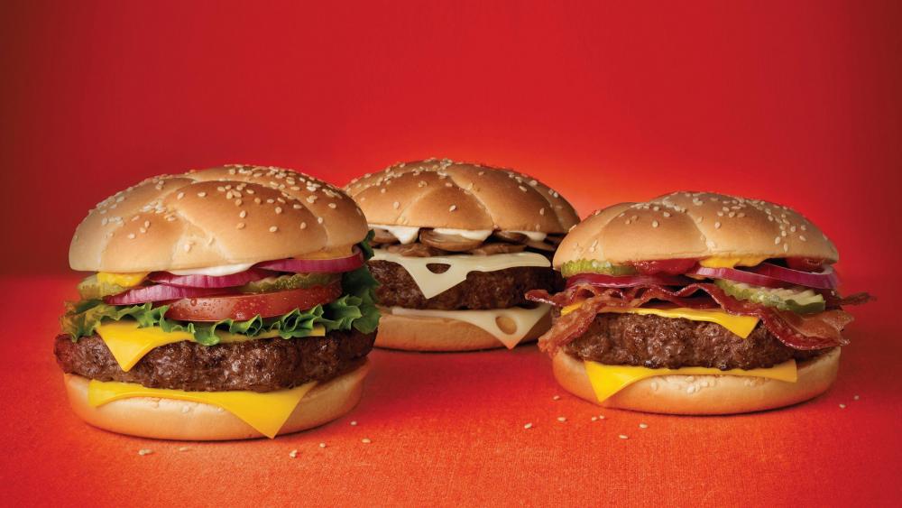 Delectable Trio of Burgers wallpaper