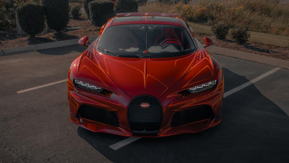 Red Bugatti Chiron Supercar Elegance wallpaper