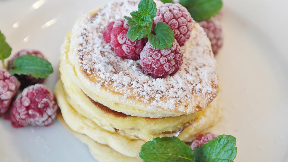 Raspberry Delight Pancake Treat wallpaper