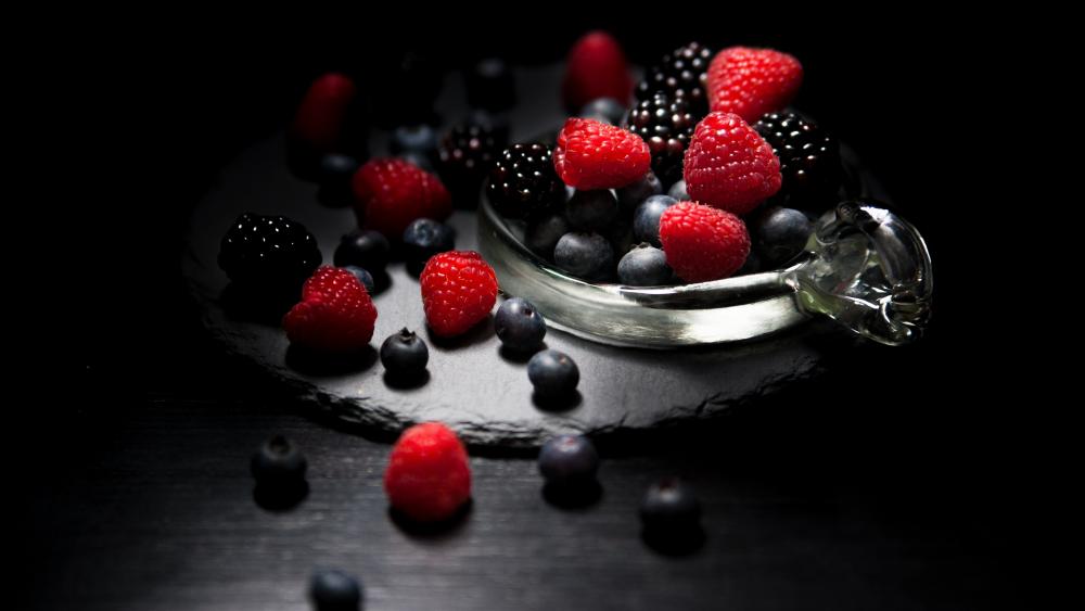 Berries on Dark Elegance wallpaper