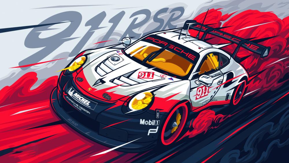 Speeding Porsche 911 RSR Racing Dynamo wallpaper