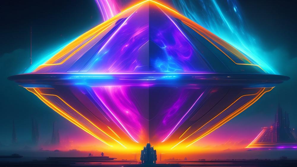 Vibrant Neon Sci-Fi Landscape wallpaper
