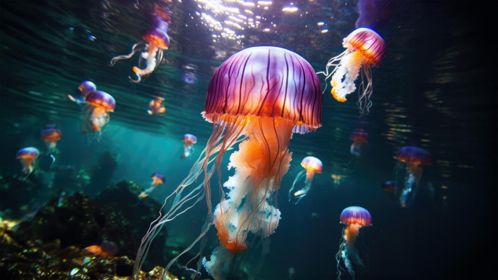 Jellyfish Ballet Underwater wallpaper