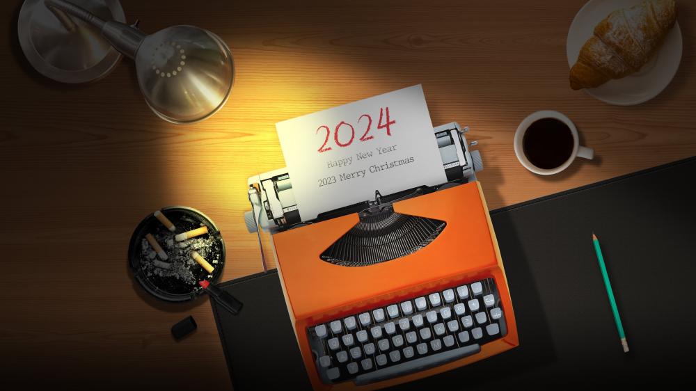 Vintage Typewriter New Year Celebration wallpaper