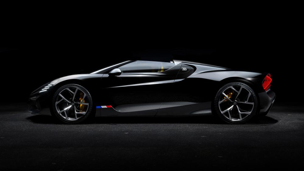 Sleek Black Bugatti Mistral Sports Car Elegance wallpaper