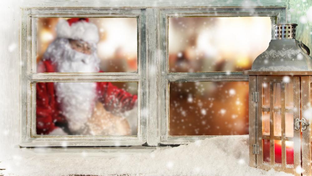 Santa Claus Through a Frosty Window wallpaper