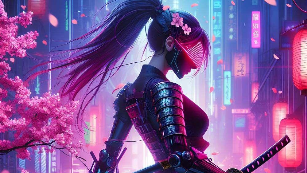 Cyberpunk Style Samurai wallpaper