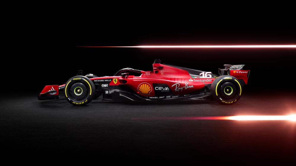 Speeding Red Formula One Ferrari SF-23 Racer wallpaper