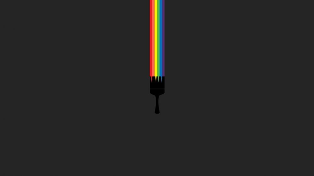 Paintbrush Rainbow on Dark Canvas wallpaper