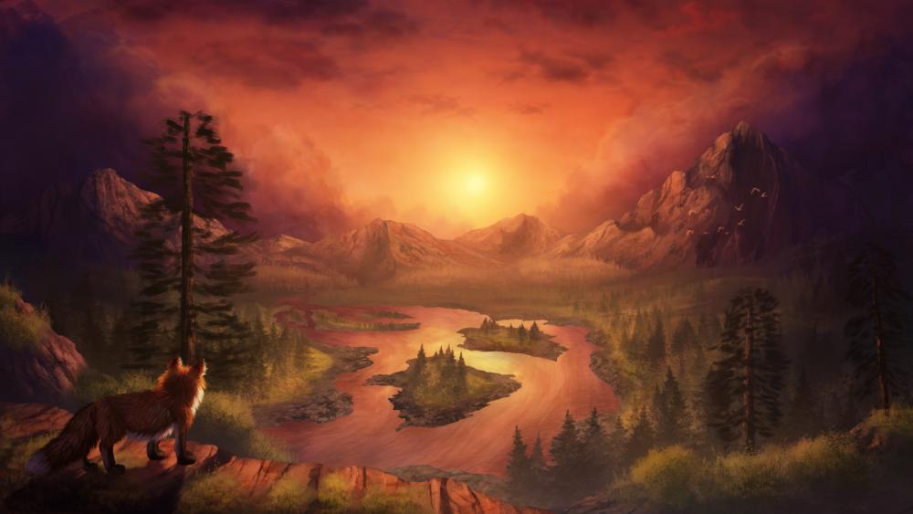 Sunset Wilderness Vista wallpaper