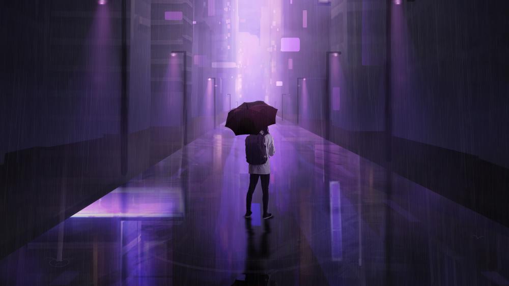 Rainy Urban Solitude wallpaper