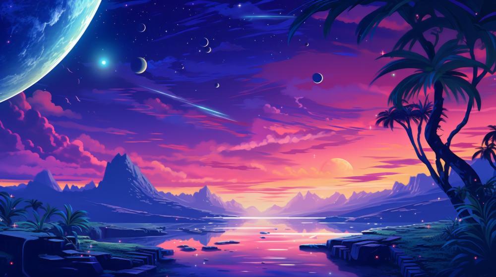 Tropical Twilight Dreamscape wallpaper
