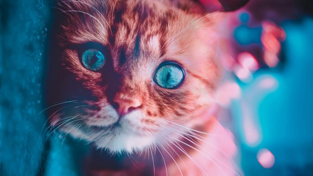 Vibrant Blue-Eyed Kitty Gaze wallpaper