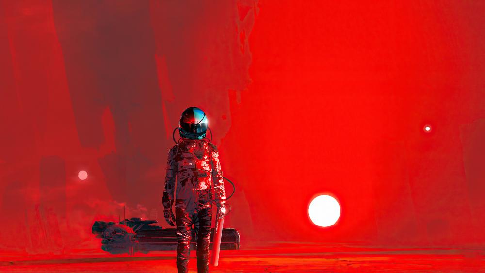 Red Planet Exploration Astronaut Stand wallpaper