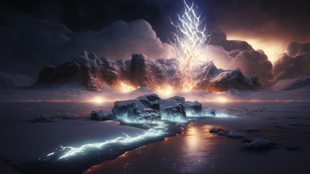 Electric Storm in Frozen Wilderness wallpaper