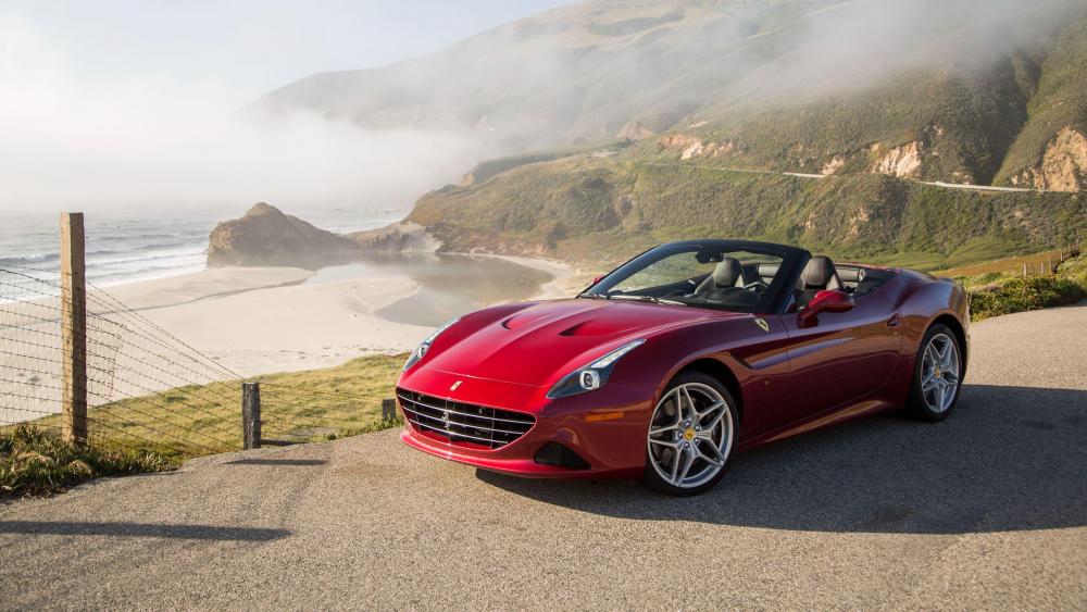 Coastal Drive in a Luxury Ferrari California Convertible wallpaper