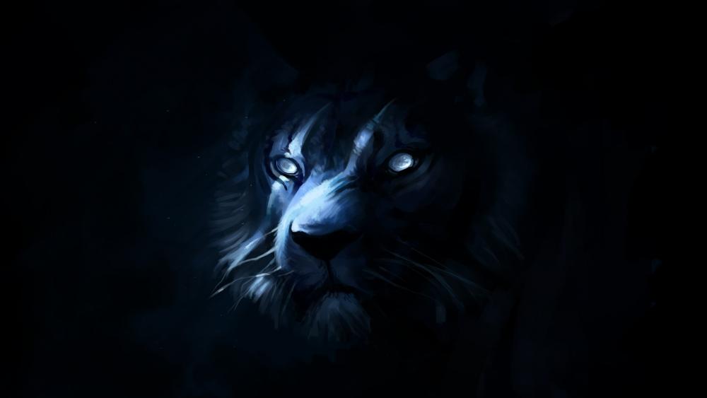 Majestic Midnight Tiger Emergence wallpaper