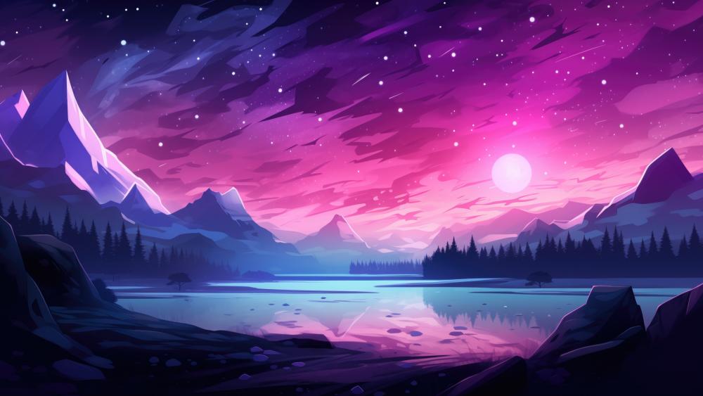 Twilight Serenity in a Mystical Landscape wallpaper