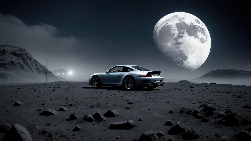 Lunar Escape with a Luxury Car wallpaper