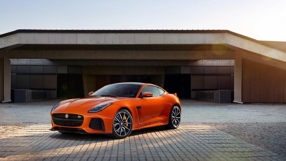 Sleek Orange Jaguar F-Type at Sunset wallpaper