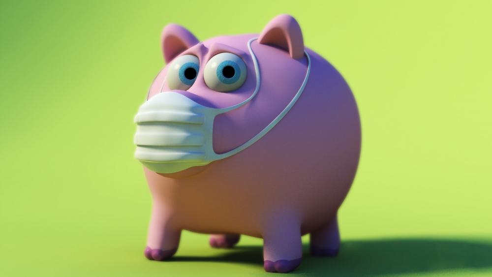 Quirky Piggy Bank with Mask wallpaper