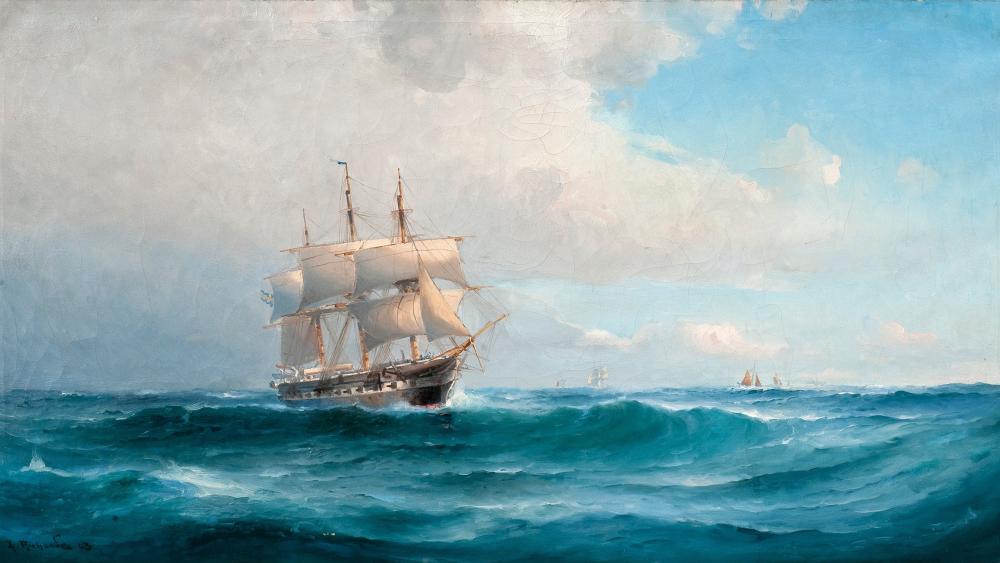 Sailing Through the Open Blue Seas wallpaper