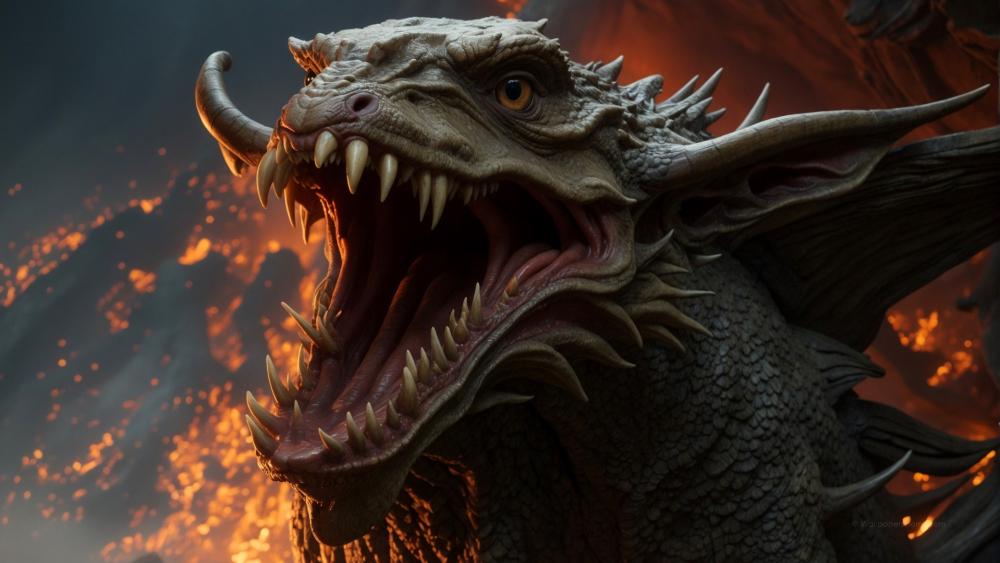 Fierce Dragon Unleashed Amidst Fiery Chaos wallpaper