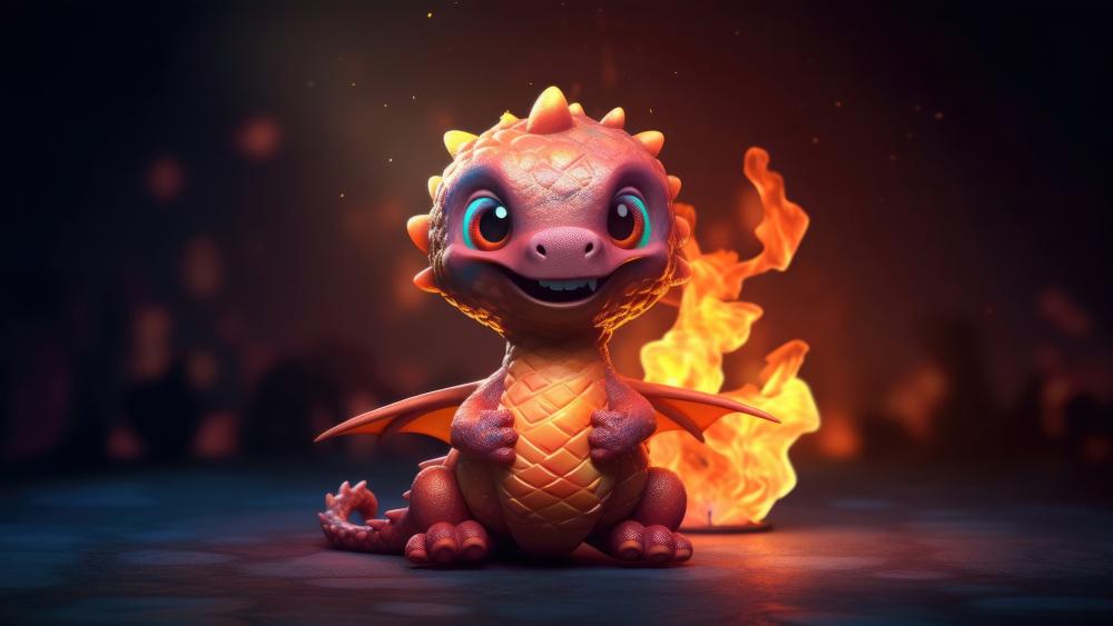 Adorable Fire-Breathing Dragon Hatchling wallpaper