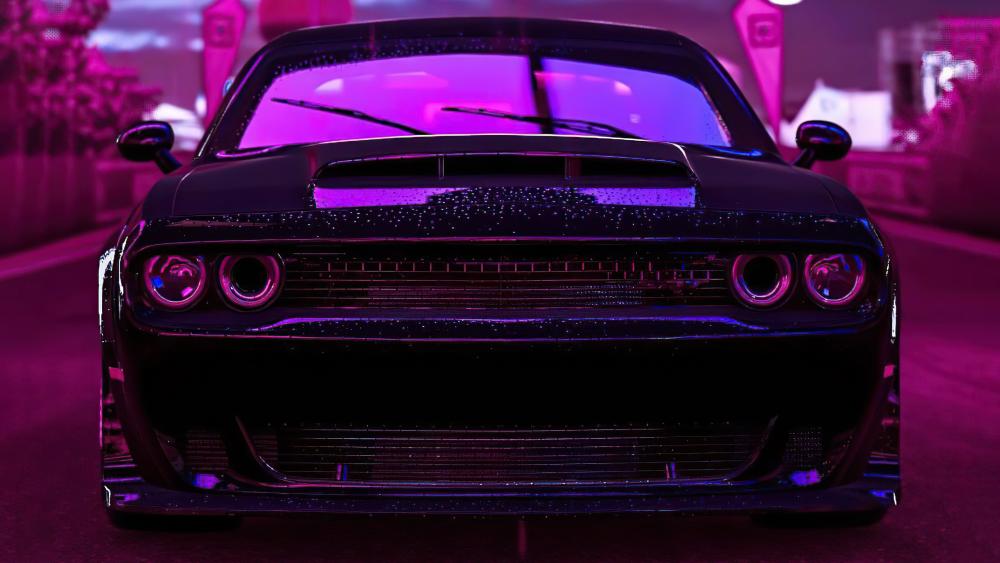 Neon Night Muscle Car Power wallpaper