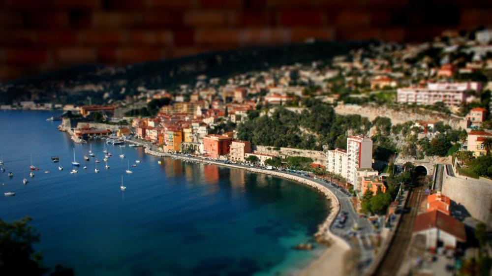 Mediterranean Seaside Town Miniature Effect wallpaper