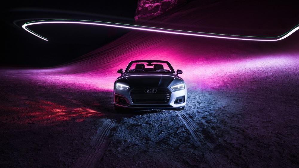Audi A5 Convertible Elegance Under Neon Lights wallpaper