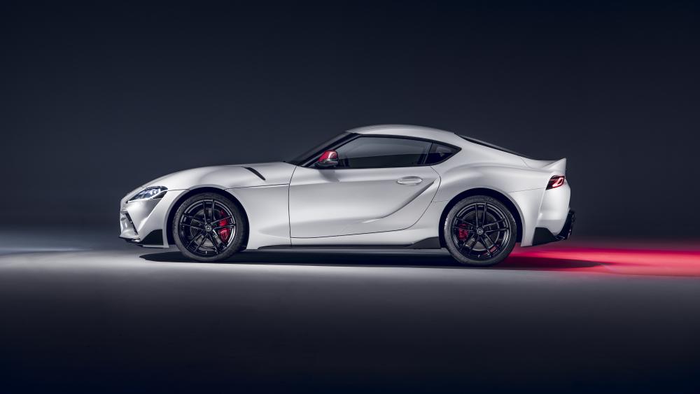 Sleek White Toyota GR Supra Sports Car Elegance wallpaper