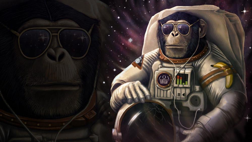 Galactic Apes on an Intergalactic Journey wallpaper