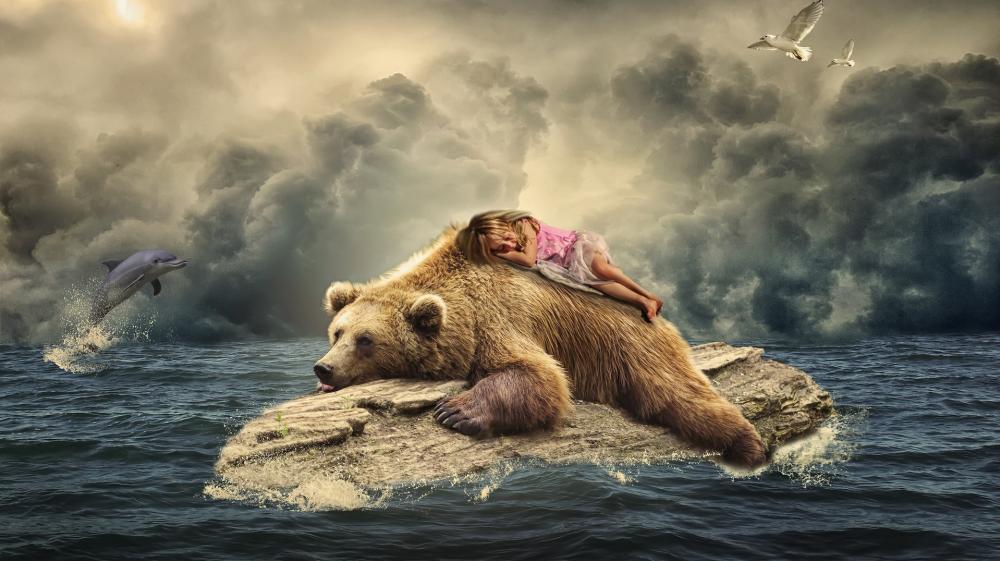 Surreal Nap in Nature's Embrace wallpaper