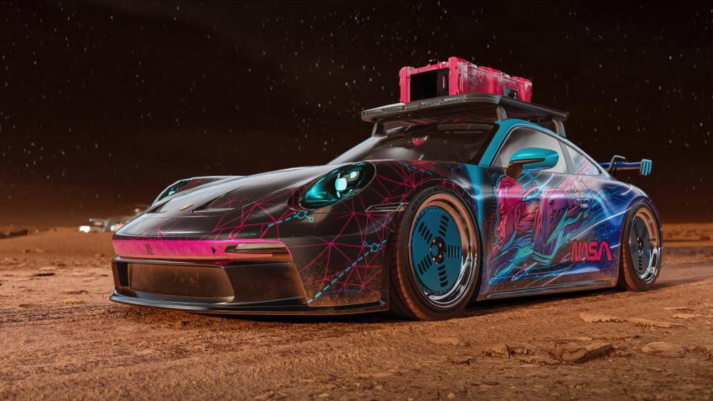 Porsche on Mars wallpaper