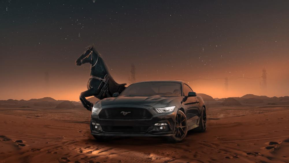 Mustang Power in a Desert Dusk wallpaper